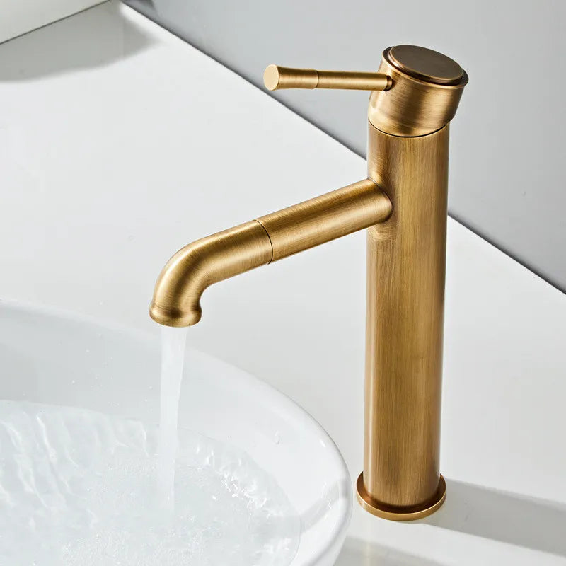 DecorBites™ Antique Bronze Basin Faucet: Hot & Cold Brass Sink Mixer Tap, Deck Mounted