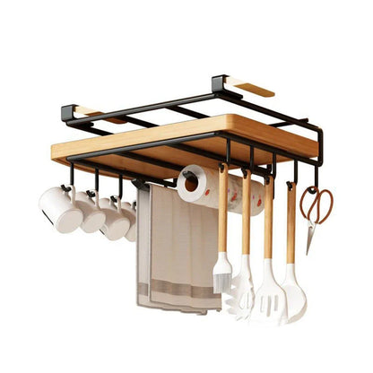 DecorBites™ Kitchen Rack: Cupboard Paper Towel Rags Hanger with Hooks
