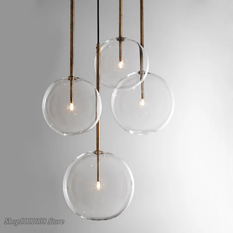 DecorBites™ Glass Globe Chrome Pendant Light - Nordic Style Hanging Lamp