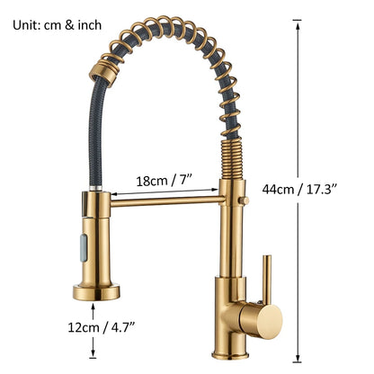 Brushed Gold Kitchen Faucet Pull Down