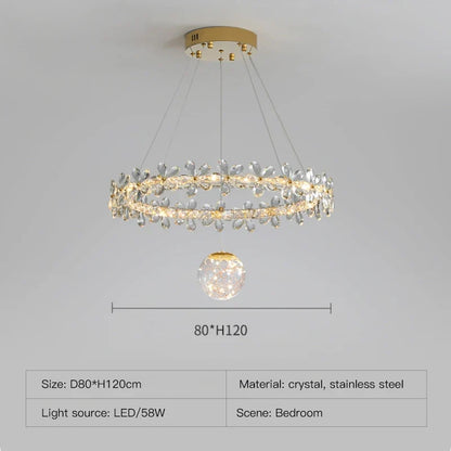 DecorBites™ Gold Crystal Spiral Chandelier LED Pendant Lights for Home Decoration