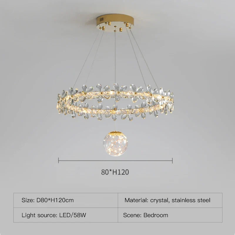 Gold Crystal Spiral Chandelier Type-A D80cm
