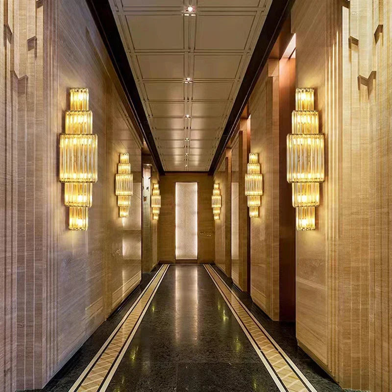 DecorBites™ Clear Glass Wall Lamp Stainless Steel Sconces for Hotel Hall Dining Room