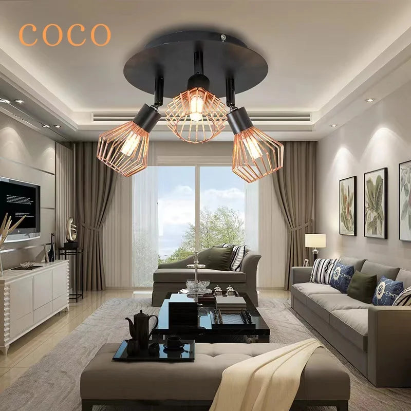 DecorBites™ Diamond Cage Chandelier: Industrial Kitchen & Living Room Lighting