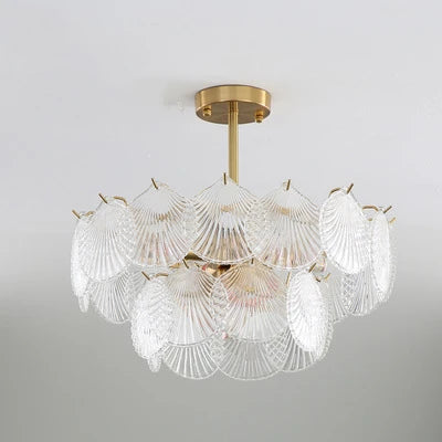 DecorBites™ LED Frost Glass Shell Chandelier for Home Decor and Lighting