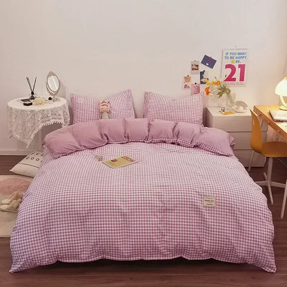 DecorBites™ Japanese Grid Print Bedding Set for All Seasons, Queen/King Size Quilt Cover