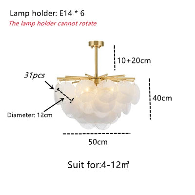 DecorBites™ Glass LED Chandelier 50cm Diameter for Living Room, Dining, Island - Lighting Fixtures