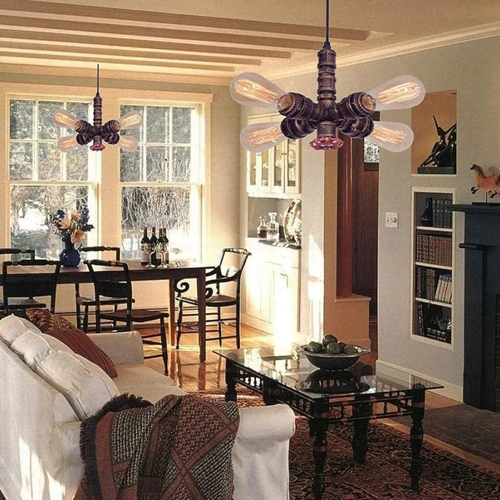 DecorBites™ Industrial Water Pipe Ceiling Light Fixture for Living Room and Restaurant Decor
