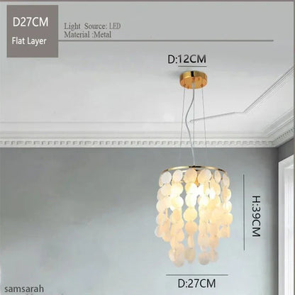 DecorBites™ Gold Chrome Metal Shell Chandelier for Restaurant Living Room Hotel Hall