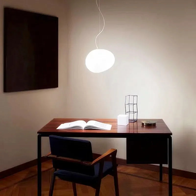Minimalist Cobblestone White Acrylic Pendant Light