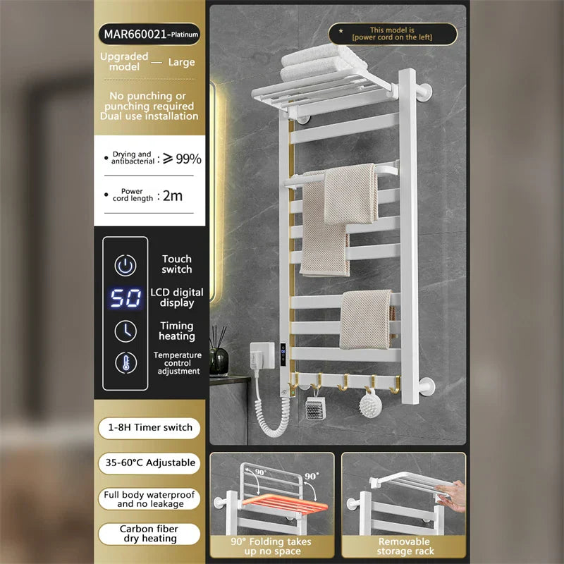 DecorBites™ Electric Towel Radiator Warmer Rack for Smart Bathroom Storage and Heating