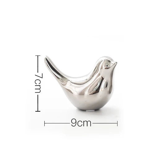 DecorBites™ Golden Silver Bird Figurines Modern Ceramic Statues - Home Decor Wedding Gifts