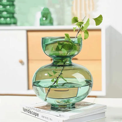 DecorBites™ Green Gourd Vase: Round Geometric Circle Terrarium for Home Decor