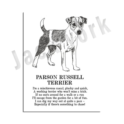 DecorBites™ Dog Breed Poetry Poster Collection: Vizsla, Pomeranian, Manchester Terrier, and More