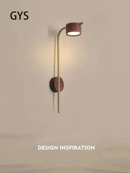 DecorBites™ Black Walnut Wood LED Wall Lamp: Luxury Nordic Bedroom Reading Light