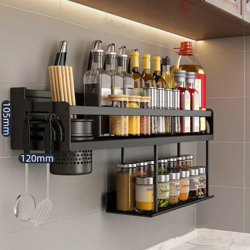 Organizador de cocina de doble capa DecorBites™ con estante para especias de pared