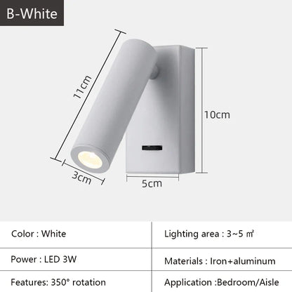 DecorBites™ Bedroom Wall Lamp Surface Spotlight Indoor Reading Sconce Lights