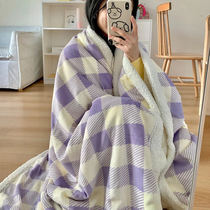 DecorBites™ Korean Cartoon Plush Blanket, Soft Nap Sofa Cover for Home Dormitory
