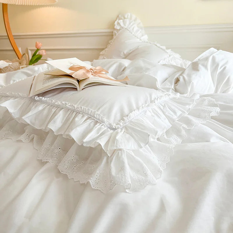 Double Ruffle Cotton Bedding