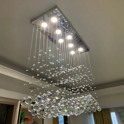 Lámpara de araña LED de cristal DecorBites™: Elegante lámpara colgante rectangular para el hogar, la oficina y la cafetería.
