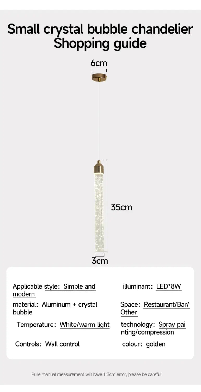 DecorBites™ Modern Crystal Pendant Light with Gold Fixtures - Home Decor