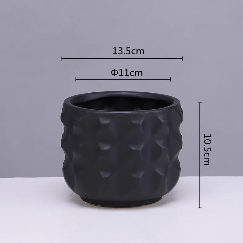 DecorBites™ Gold Ceramic Flower Pot Geometry Vase for Succulents and Floral Arrangements