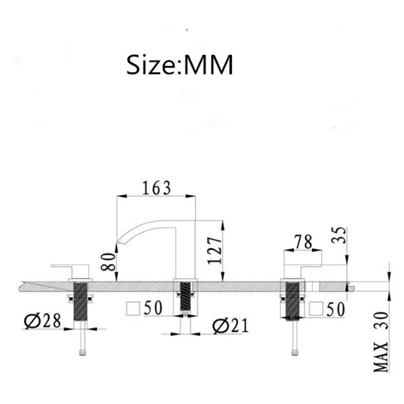 DecorBites™ Gold Black Waterfall Bathroom Basin Faucet 3 Hole Hot Cold Water Tap