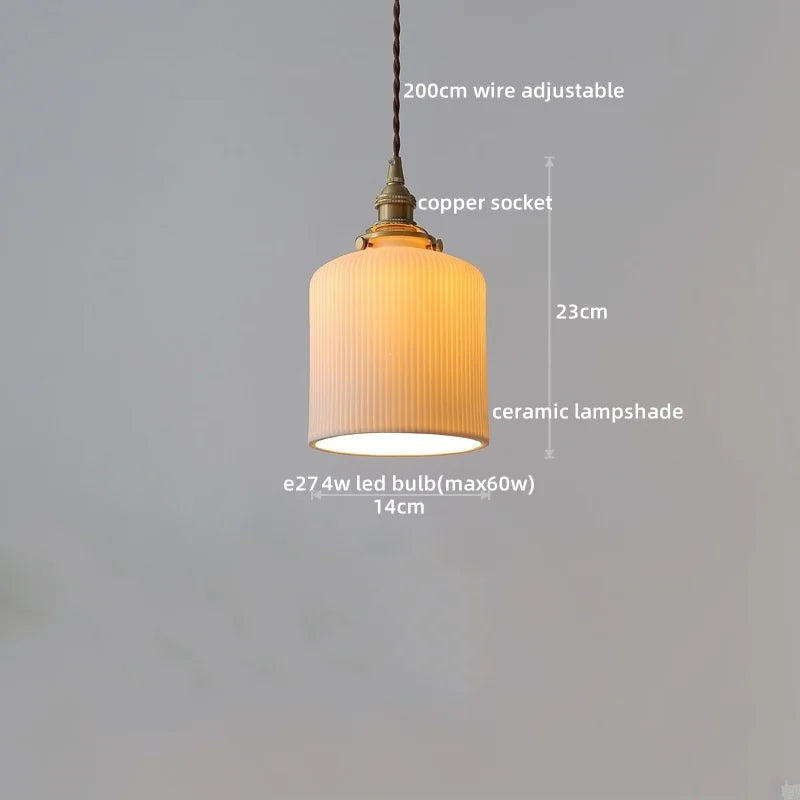 DecorBites™ Japanese Style LED Pendant Lamp Copper Glass Hanging Light Fixtures