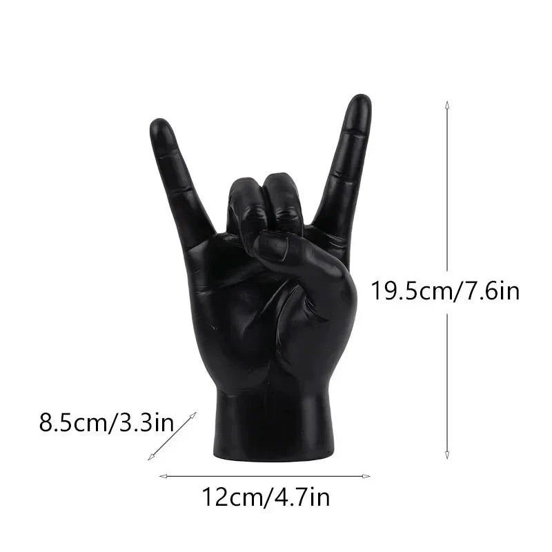 DecorBites™ Gold Rock Hand Gesture Sculpture Figurine for Chic Home Decor