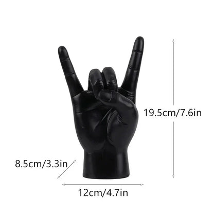 DecorBites™ Gold Rock Hand Gesture Sculpture Figurine for Chic Home Decor