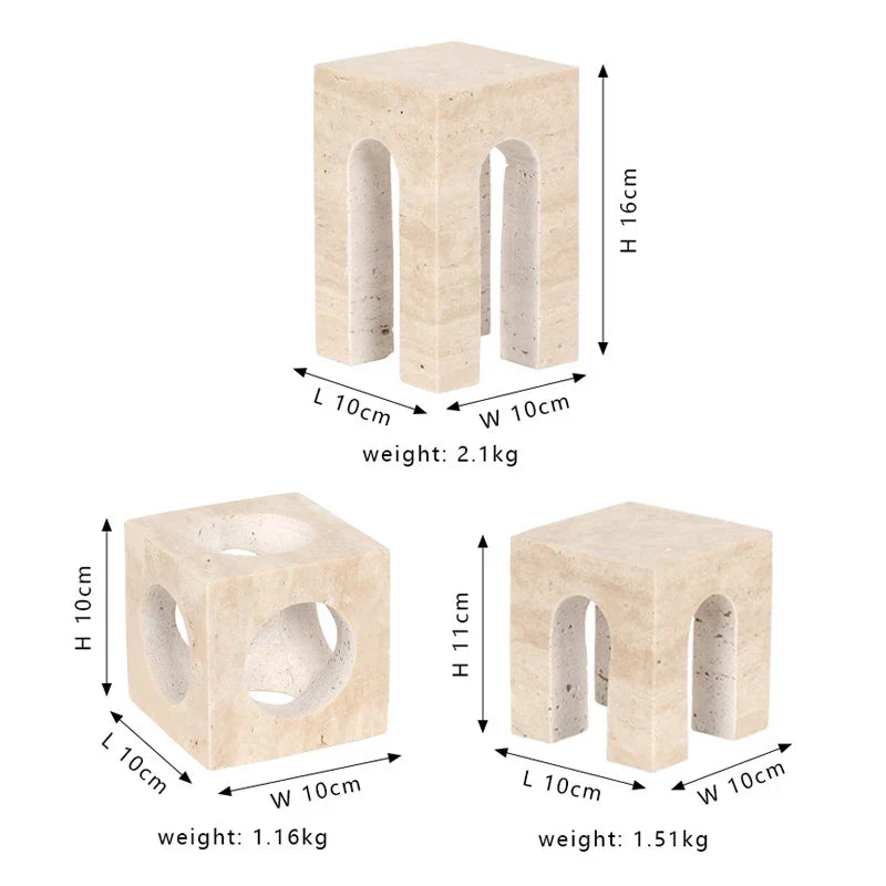 DecorBites™ Hand-Carved Travertine Coffee Table Cabinet for Home Decor