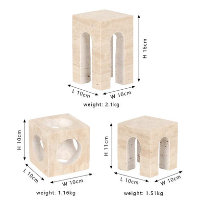 DecorBites™ Hand-Carved Travertine Coffee Table Cabinet for Home Decor