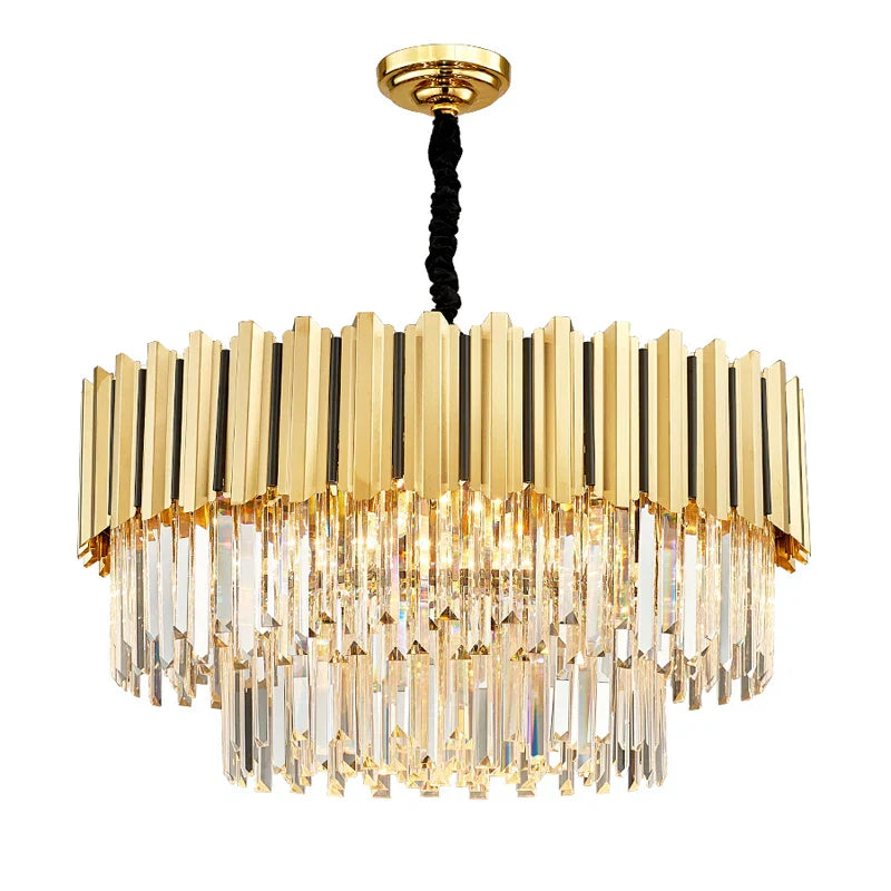 DecorBites™ Gold Crystal LED Chandelier: Modern Luxe Lighting Fixture for Home Decor