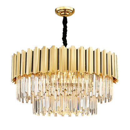 DecorBites™ Gold Crystal LED Chandelier: Modern Luxe Lighting Fixture for Home Decor