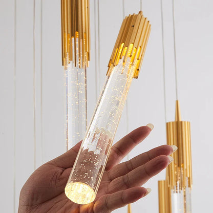 DecorBites™ Gold Crystal LED Chandelier: Modern Dining Room Lamps, Hanging Kitchen Ceiling Light