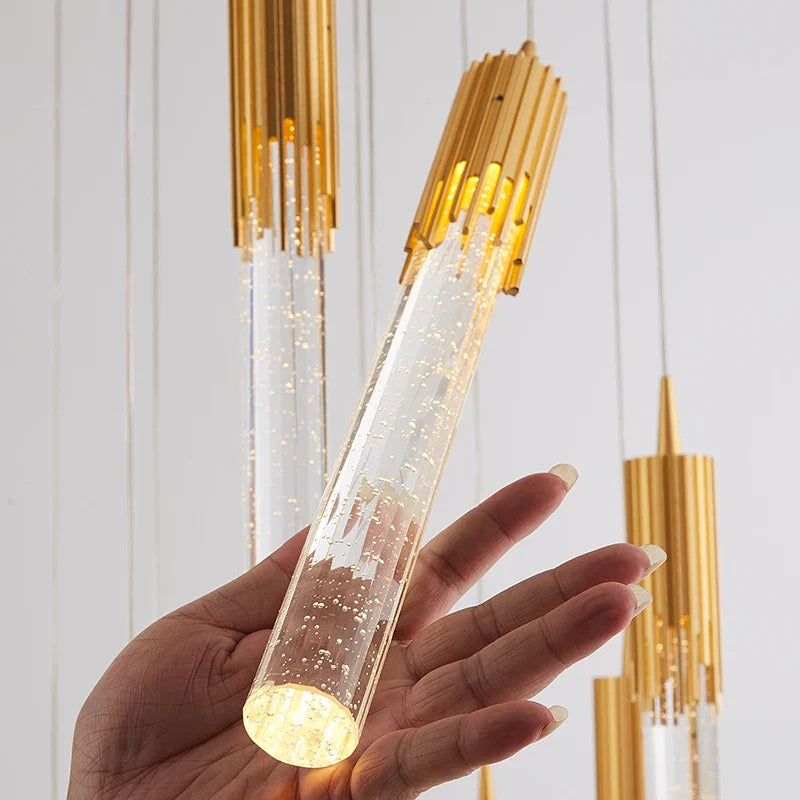 Lámpara de Araña LED de Cristal Dorado Decorbites™: Lámparas Modernas para Comedor, Luz de Techo Colgante para Cocina