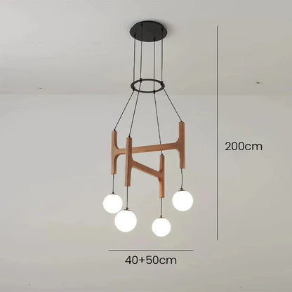 Lámpara colgante de madera DecorBites™ ASTRA, candelabro LED de múltiples cabezales para decoración de interiores