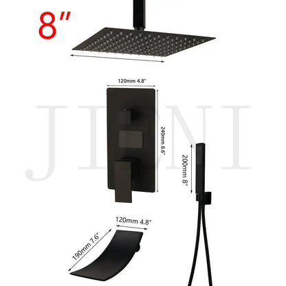 DecorBites™ Black Digital Shower Faucet, Matte Black Finish, Thermostatic Temperature Display