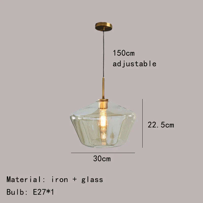 Lámpara colgante DecorBites™ de cristal ámbar gris para iluminación del hogar y la oficina