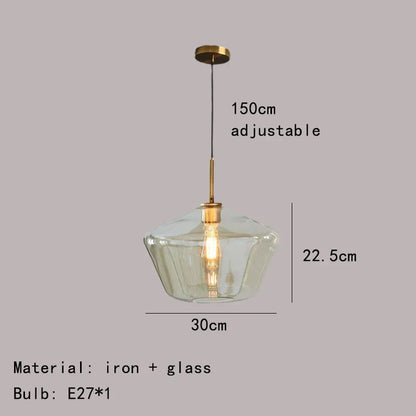 Lámpara colgante DecorBites™ de cristal ámbar gris para iluminación del hogar y la oficina