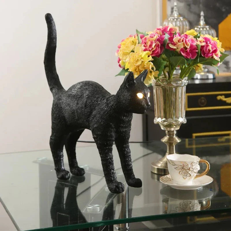 DecorBites™ Black Cat Resin Table Lamp for Bedroom Office Dining Room