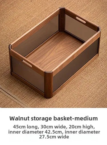 صندوق منظم سطح المكتب من خشب الجوز الأسود من ديكوربايتس™ - حقيبة متعددة الاستخدامات للمكتب والمكياج