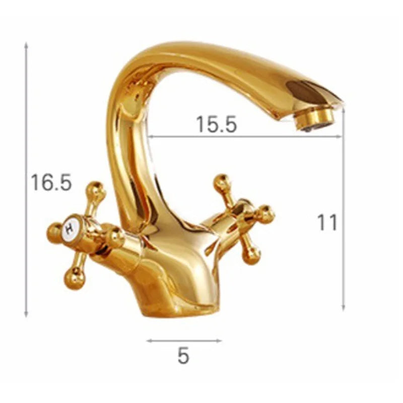 Grifo de Lavabo de Oro Decorbites™ para Baño con 2 Manijas - Mezclador de Lavabo de Lujo