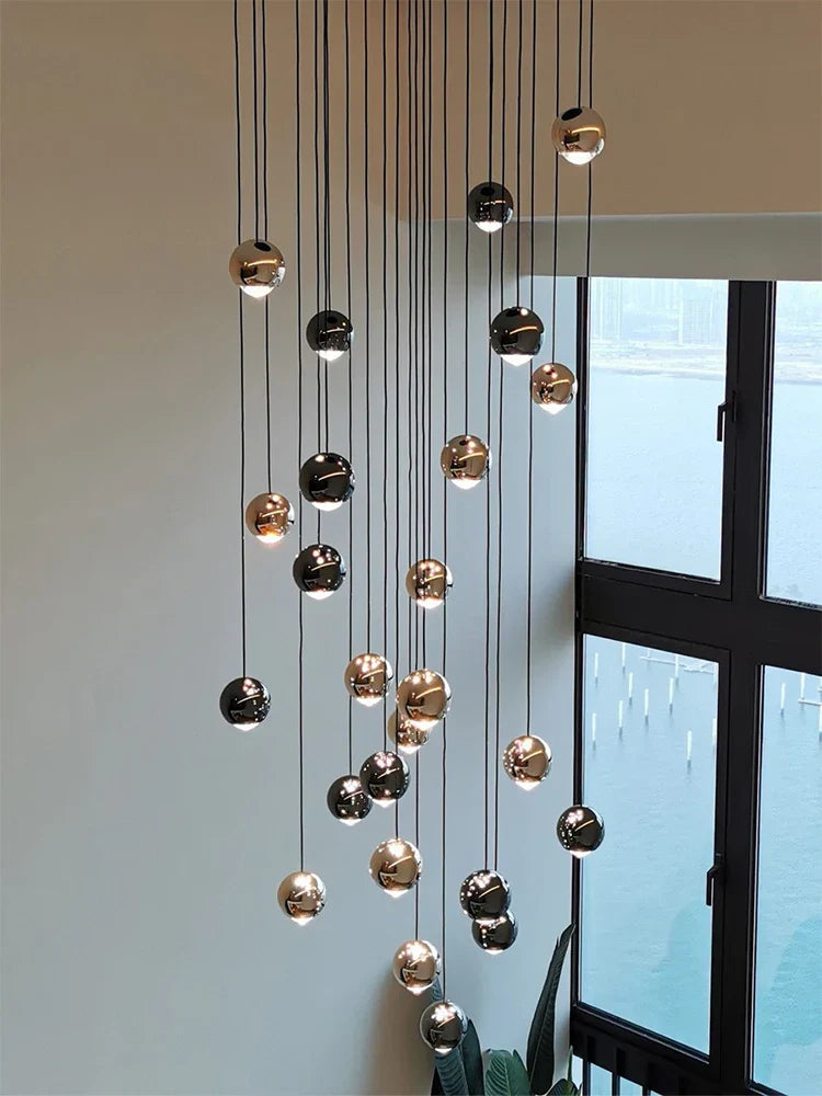 Lámpara colgante DecorBites™ Crystal Ball para sala de estar moderna, elegante diseño en negro y dorado