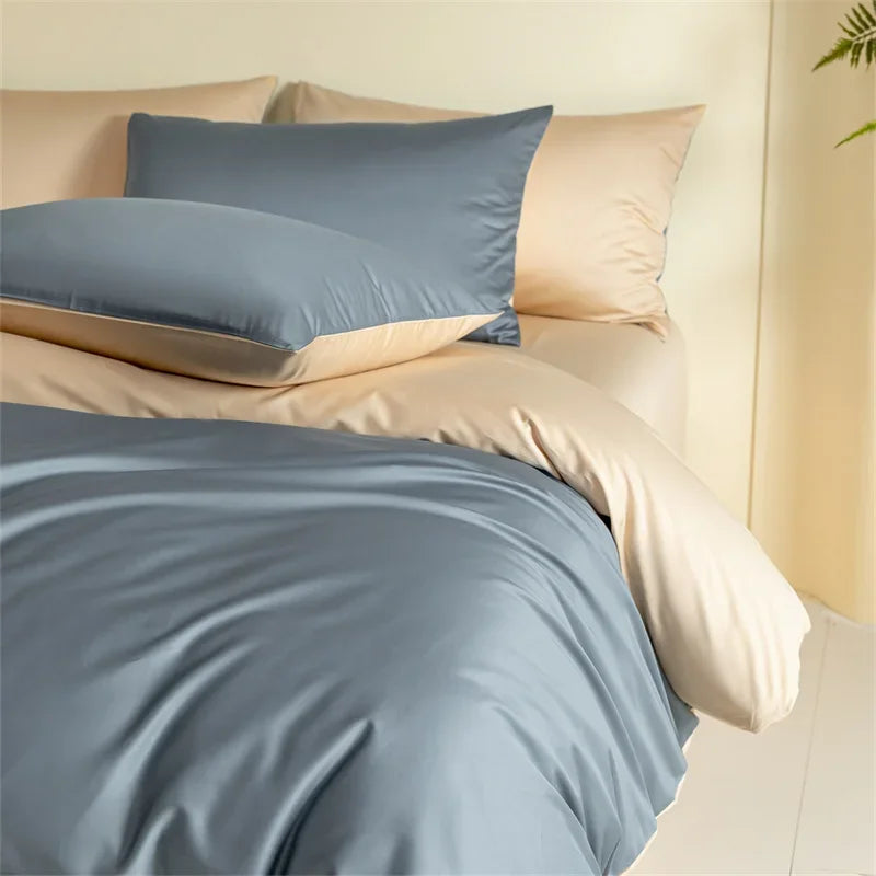 Decobites Egyptian Cotton Bedding Set: Sheet, Pillowcase, Blanket Cover in Queen King Size