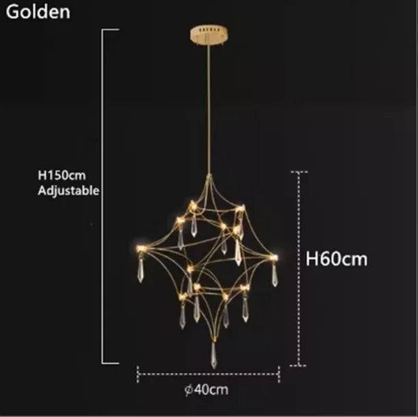 Italian Minimalist Crystal Pendant Light in Silver or Gold