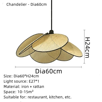 DecorBites™ Hand Made Rattan Art Pendant Chandelier for Modern Living Room, Dining Room, Bedroom.