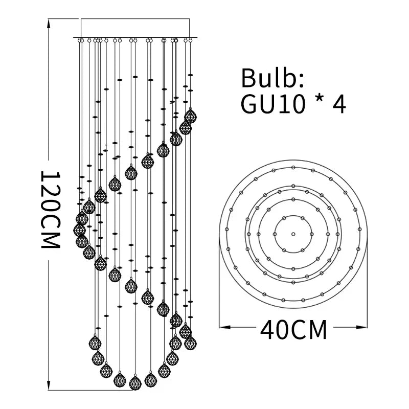 DecorBites™ Crystal Chandelier: Modern LED Staircase Light for Living Room and Lobby