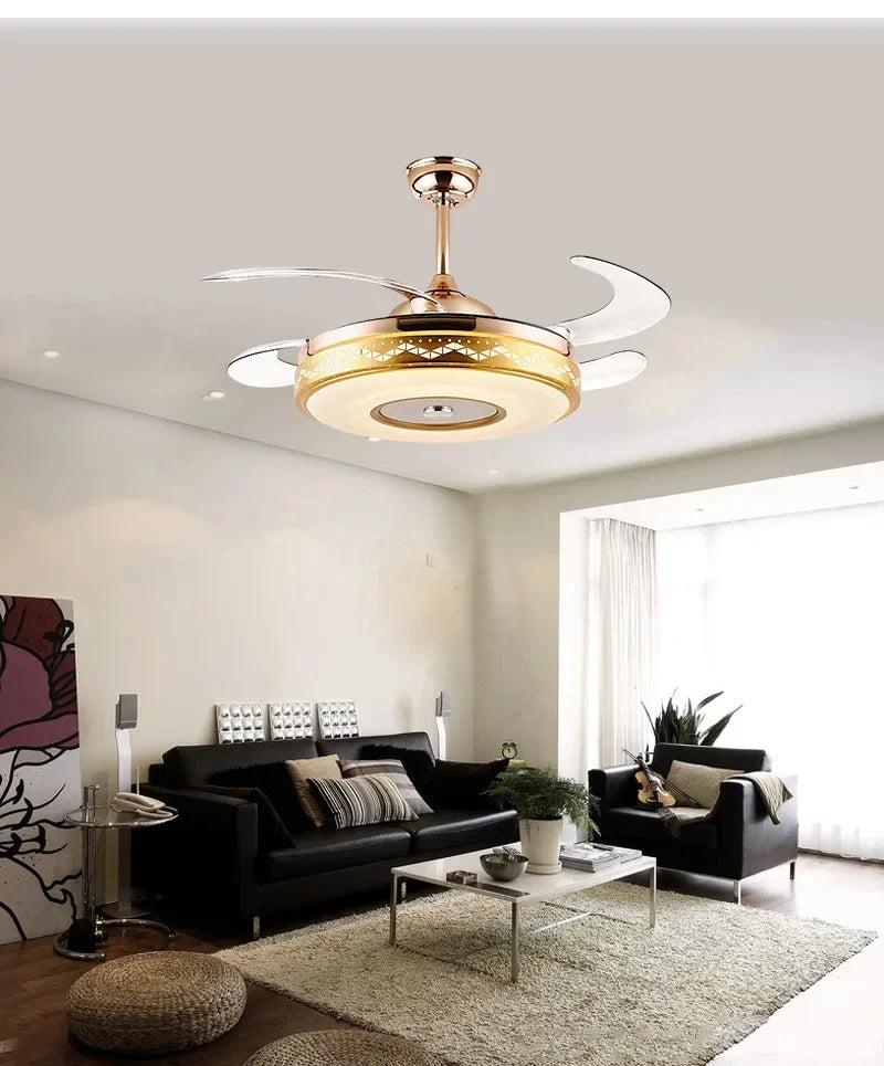 DecorBites™ 42" Gold Bluetooth Ceiling Fan Light with Remote & RGB Color Control