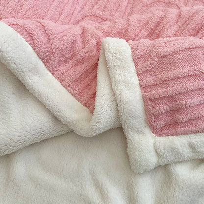 DecorBites™ Double Layered Flannel Arch Jacquard Plush Blanket - Warm & Cozy Coral Fleece Quilt